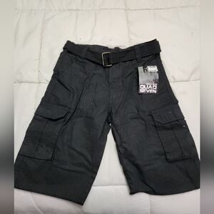 Quad Seven Black Cargo Shorts
